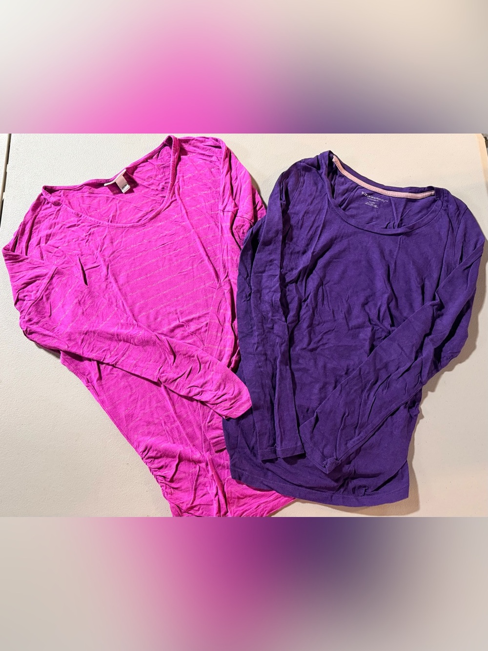 Liz Lange Pink & Purple Long Sleeve Maternity Tops